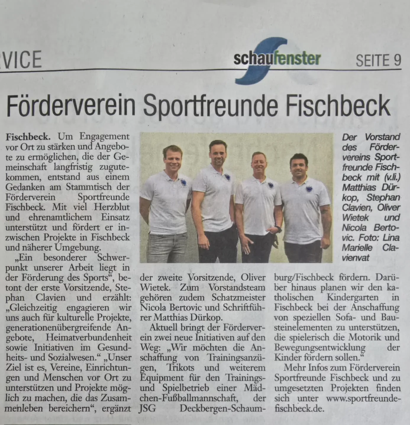Der Förderverein Sportfreunde Fischbeck in der Zeitung!