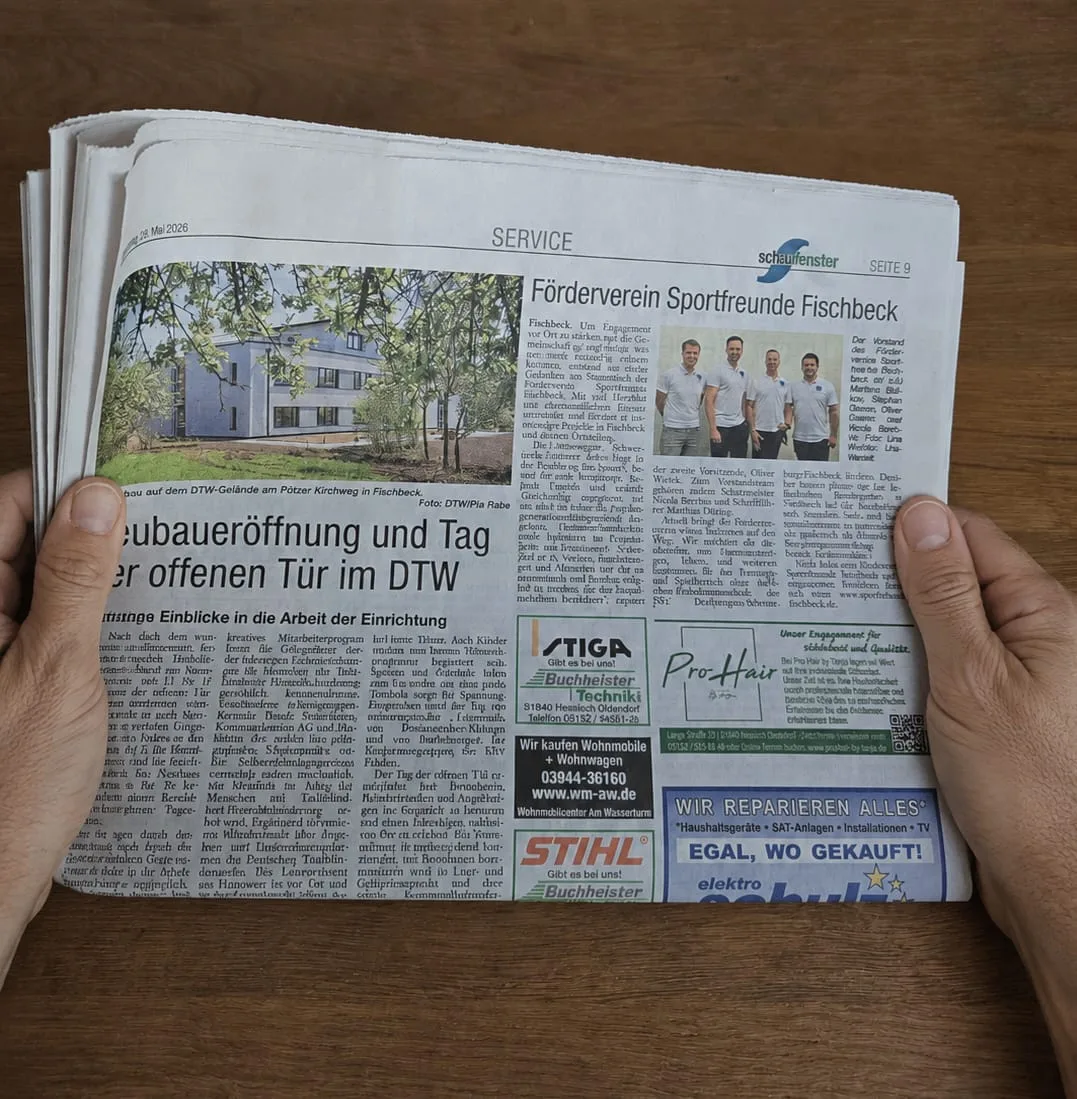 Der Förderverein Sportfreunde Fischbeck in der Zeitung!